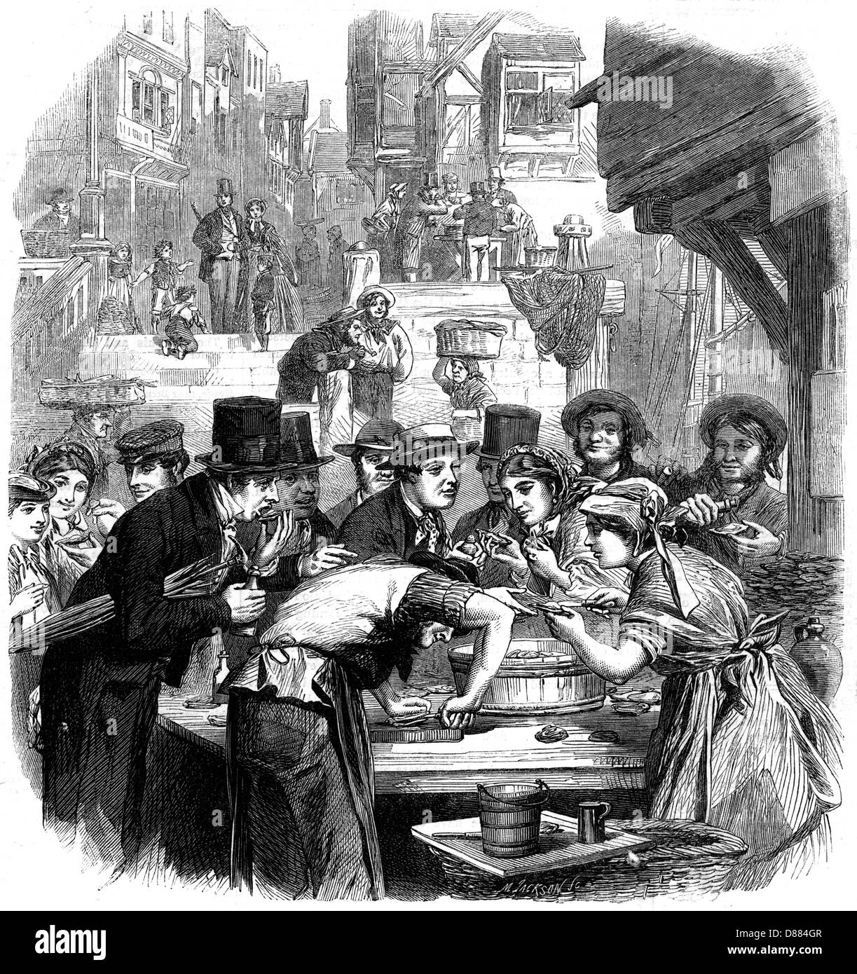 Londres 1861 Blocage d'Huîtres Banque D'Images