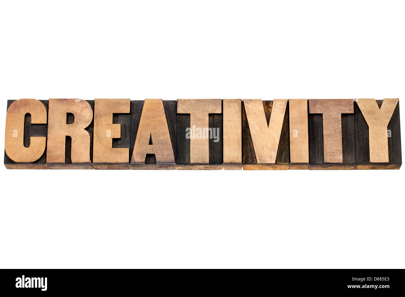 La créativité - mot du texte isolé dans la typographie type de blocs d'impression Banque D'Images