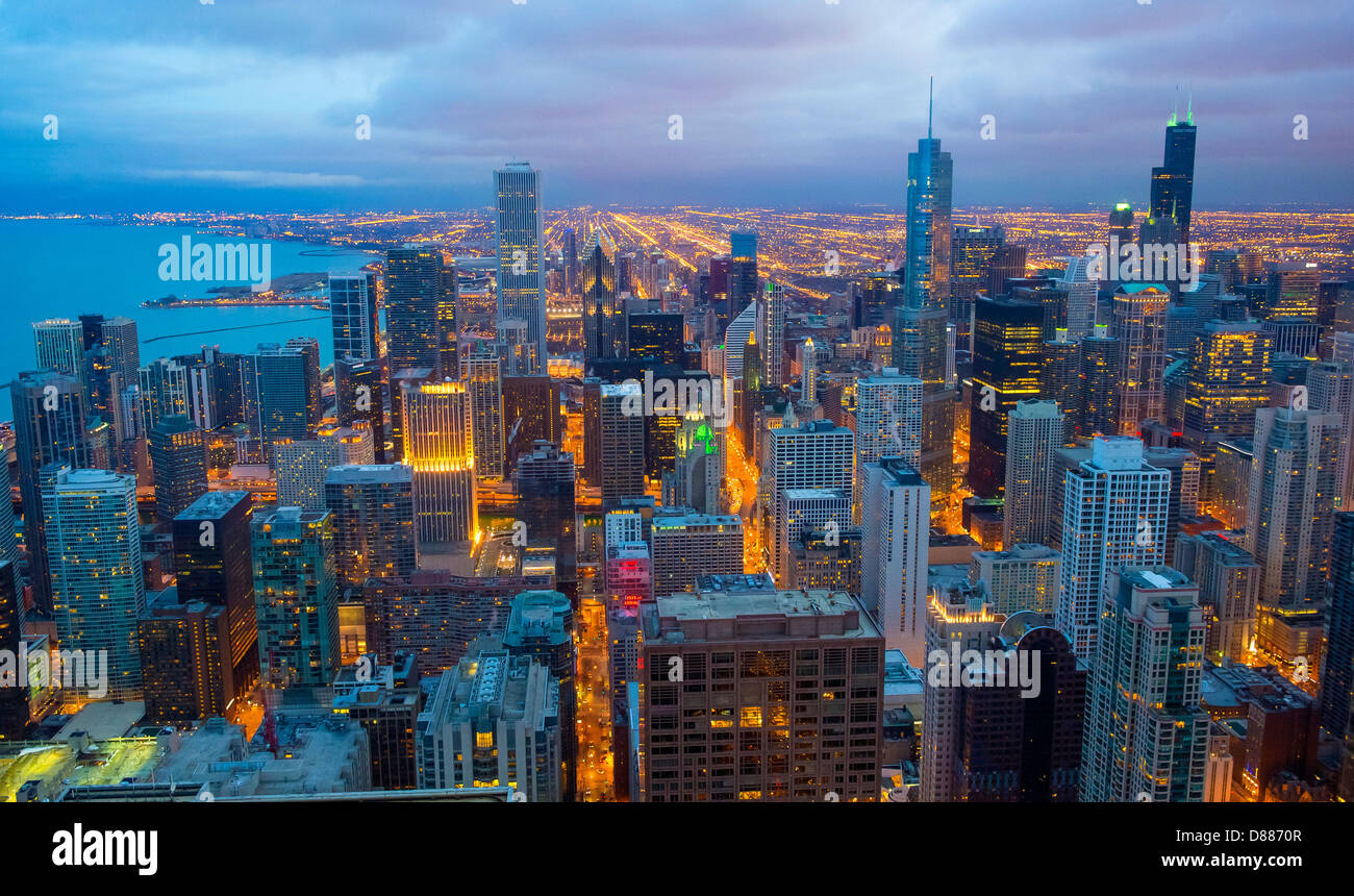 L'horizon de Chicago vu à partir de la Hancock Tower Banque D'Images