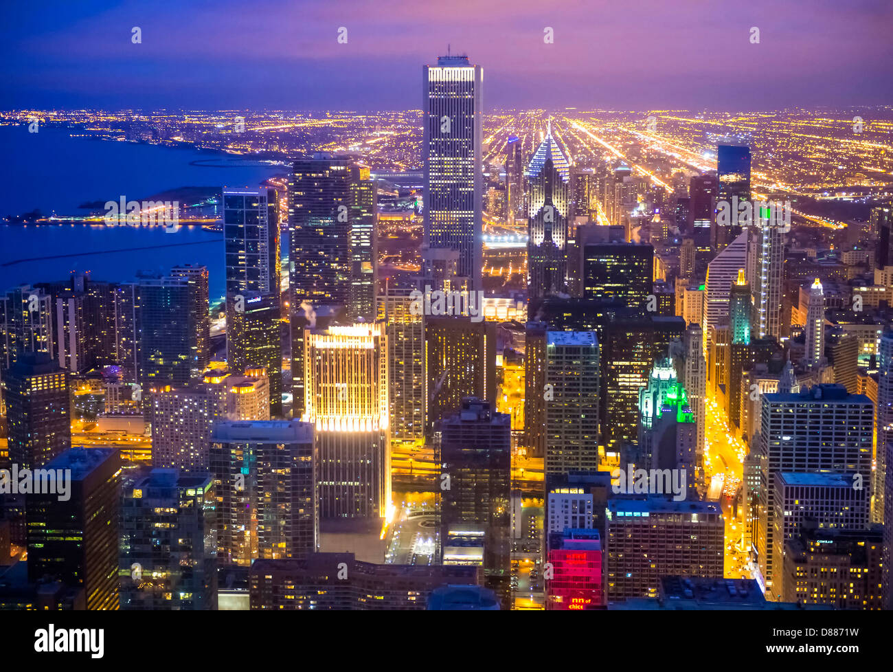 L'horizon de Chicago vu à partir de la Hancock Tower Banque D'Images