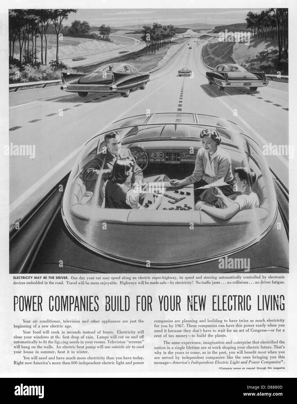 Voiture sans conducteur du futur, 1950s Banque D'Images