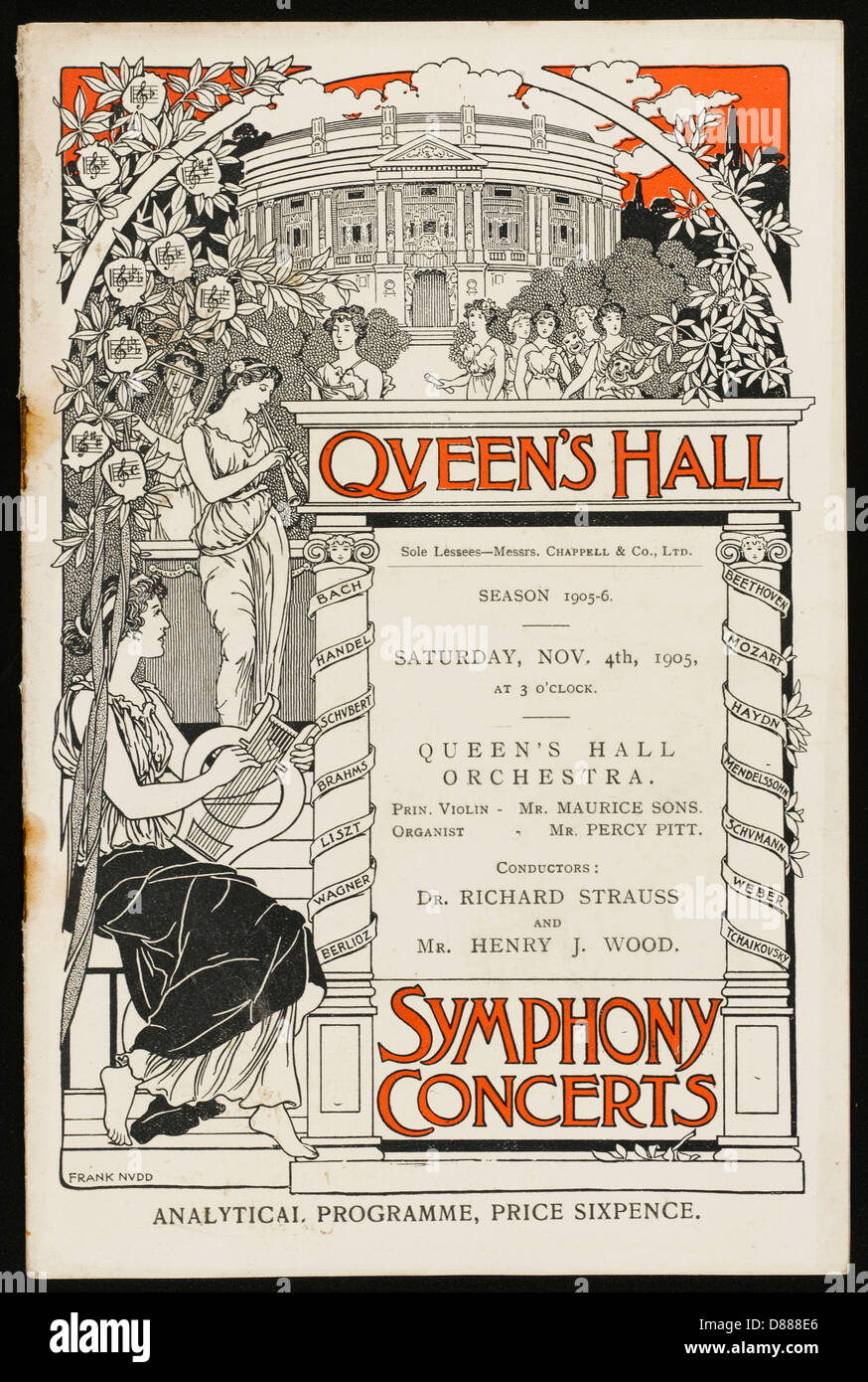 Couverture du programme de concert de Queen's Hall, Strauss et Wood Banque D'Images