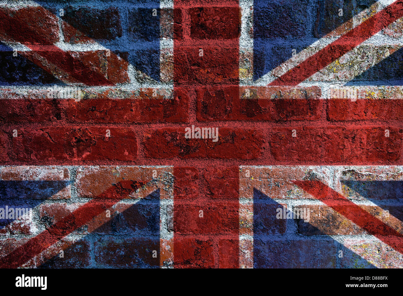UK Angleterre Union Jack Flag sur Grunge texture mur de briques historique Banque D'Images