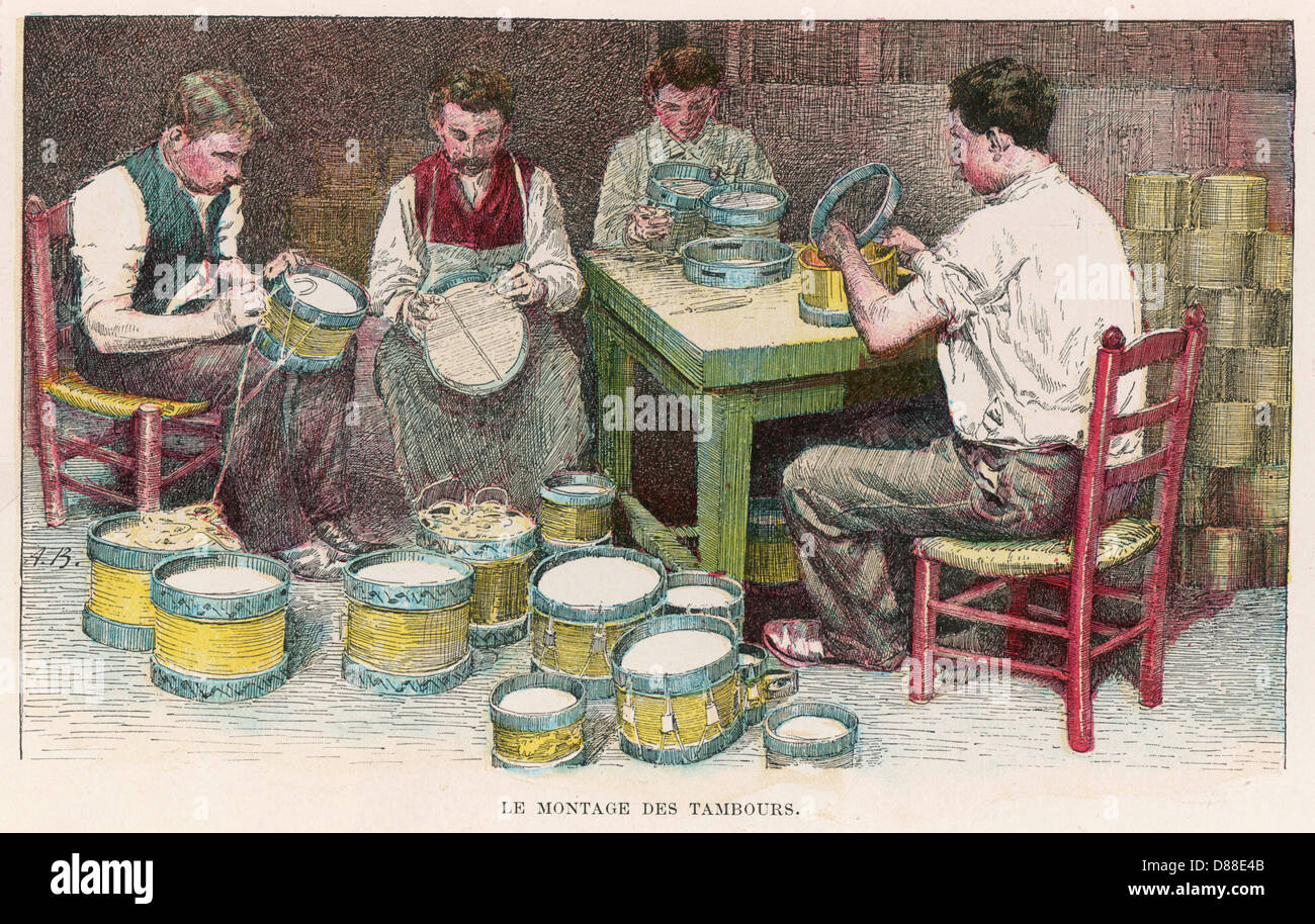 Fabrication de tambour - 1890 Banque D'Images