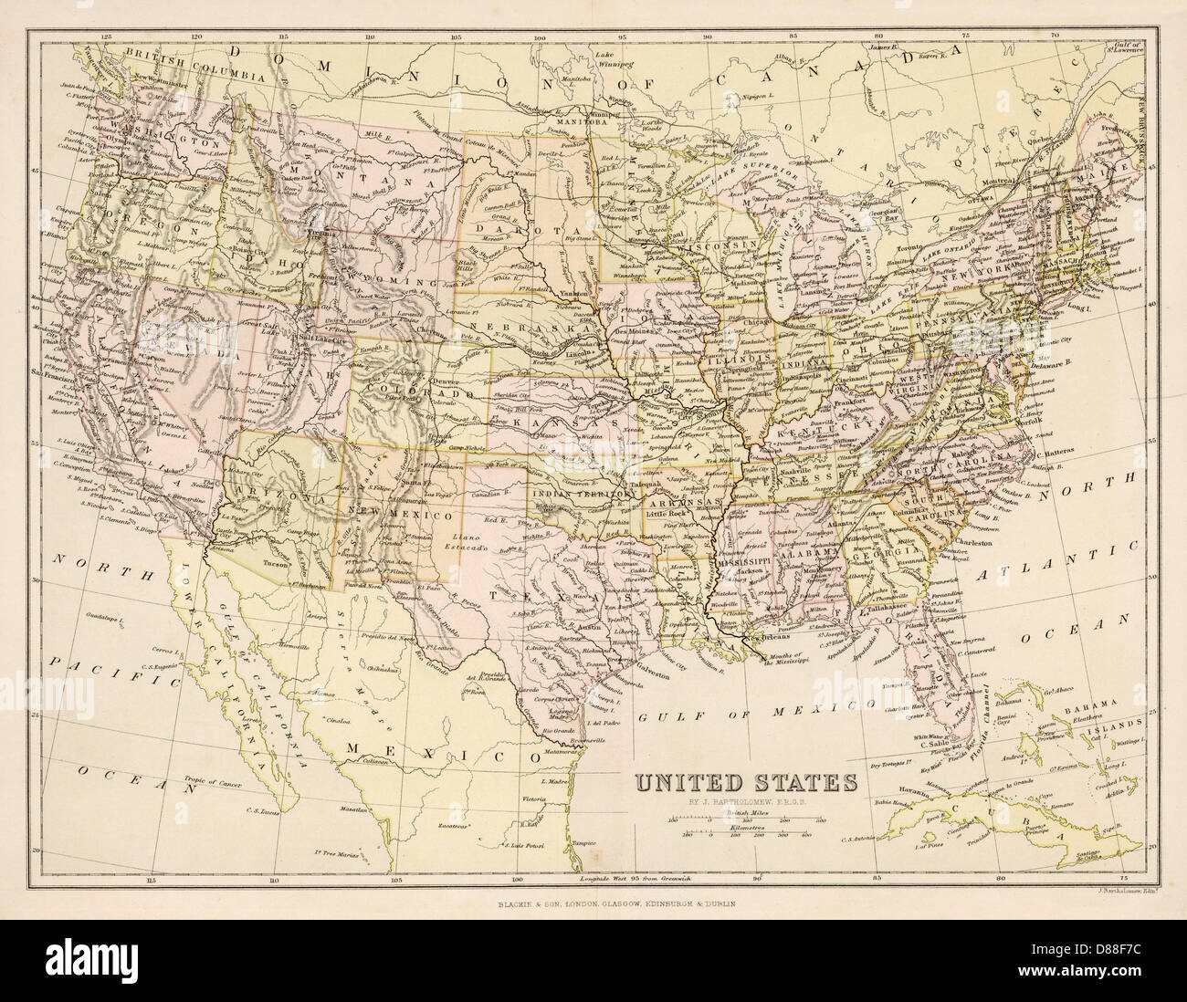 CARTE/AMÉRIQUE DU NORD/BLACKI Banque D'Images