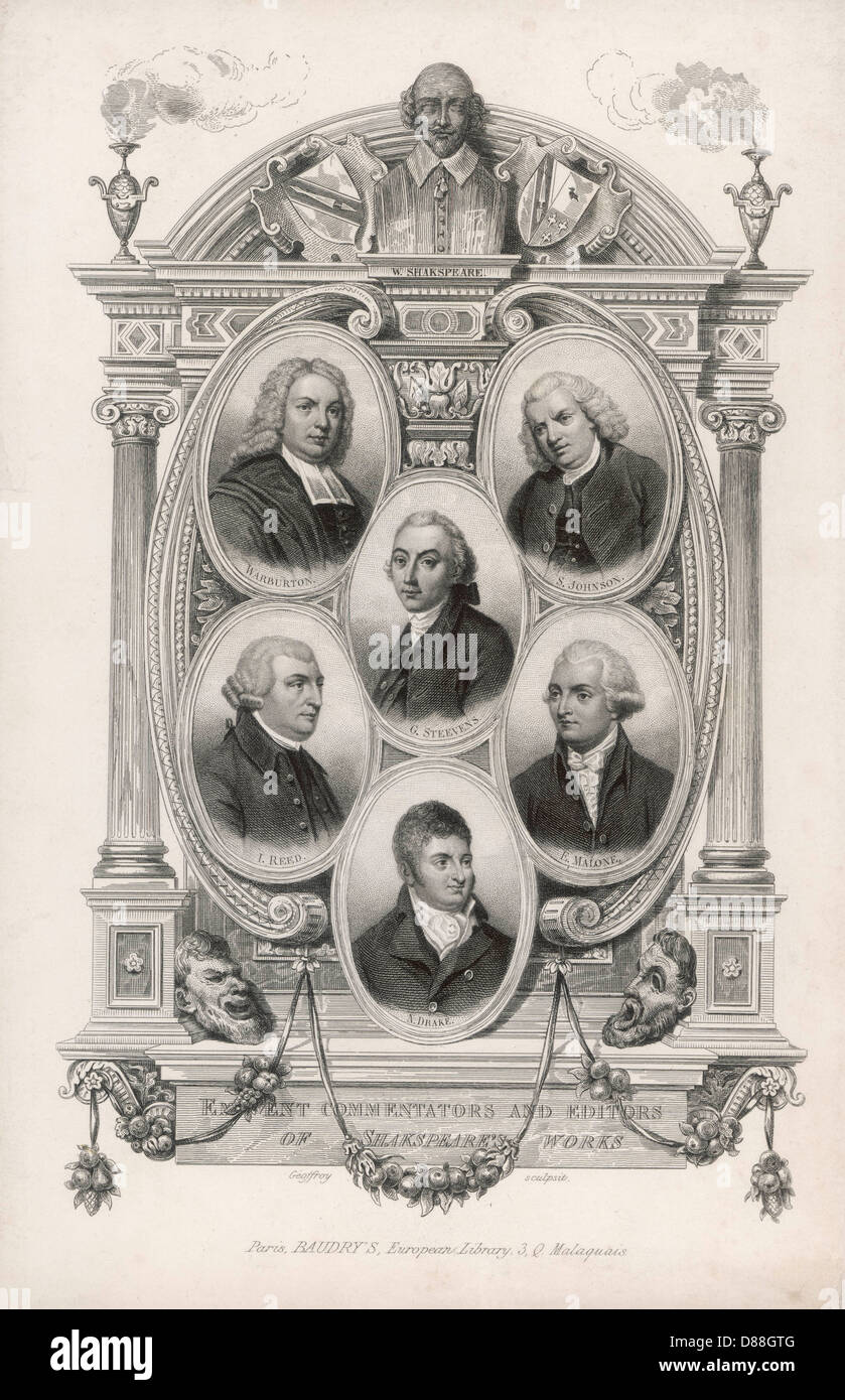 LES COMMENTATEURS DE SHAKESPEARE Banque D'Images