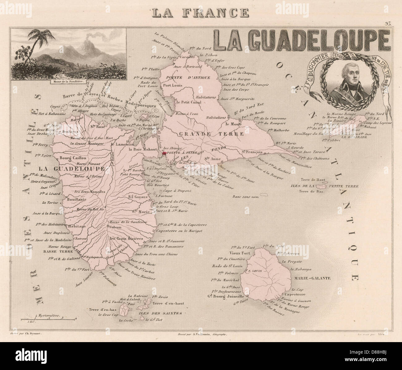 La carte de la Guadeloupe Banque D'Images