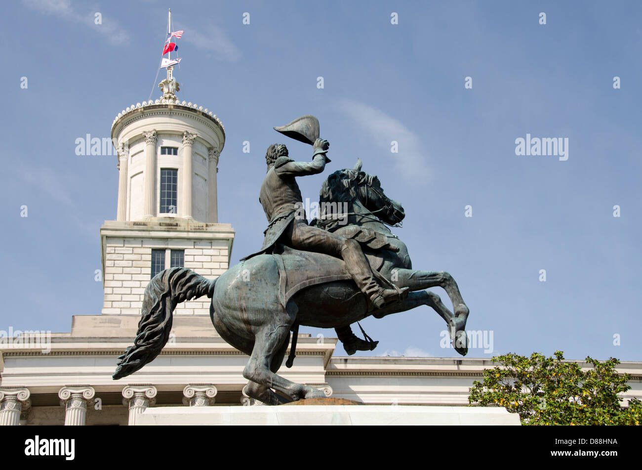 New York, Nashville. Tennessee State Capitol, East Garden, statue équestre d'Andrew Jackson, vers 1880. Banque D'Images