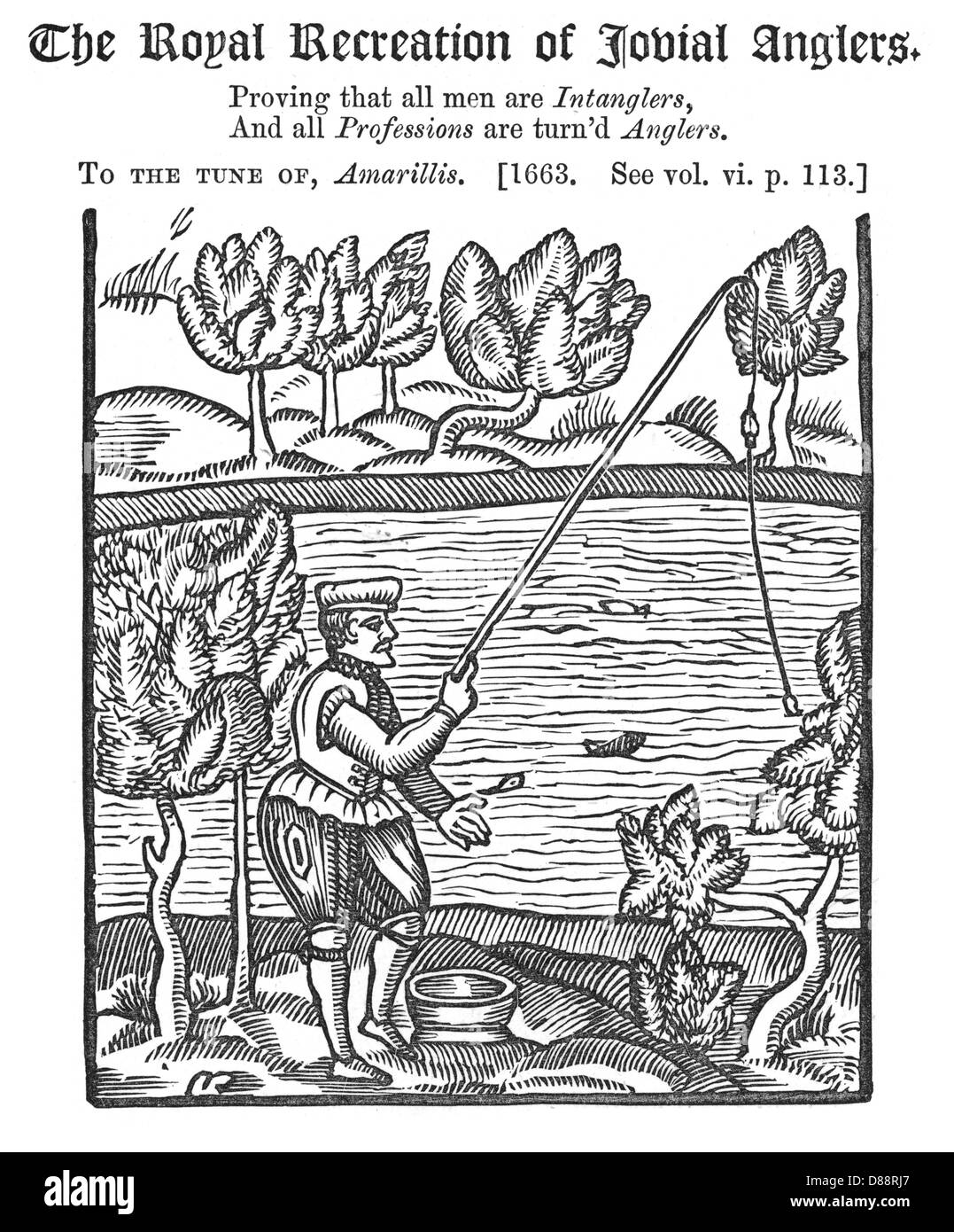 Angler sur Riverbank Banque D'Images