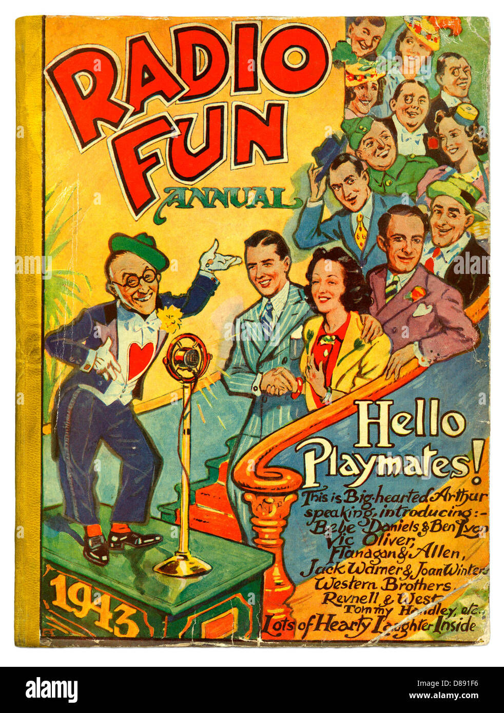 Fun Radio en temps de guerre, 1943 annuel, en vedette le comédien Arthur Askey sur le couvercle. Le message d 'Bonjour' était son slogan Playmates Banque D'Images