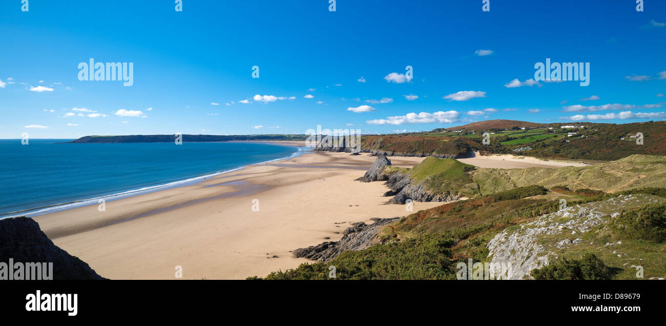 Trois falaises Bay Swansea Pays de Galles Gower Banque D'Images