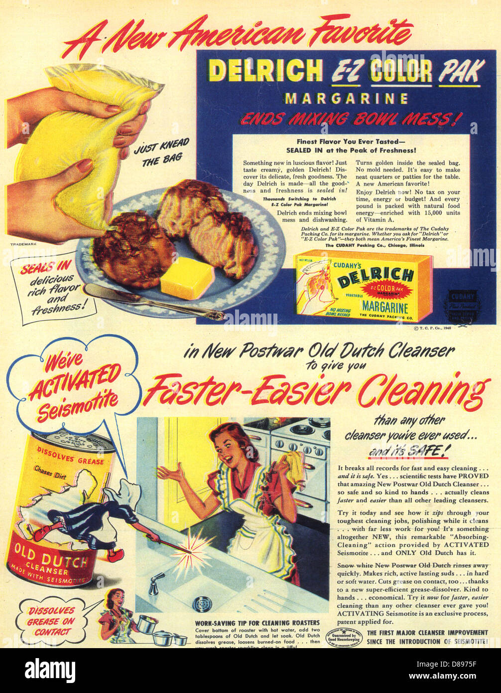 La margarine américain annonce 1948 combinée à Old Dutch Cleanser Banque D'Images