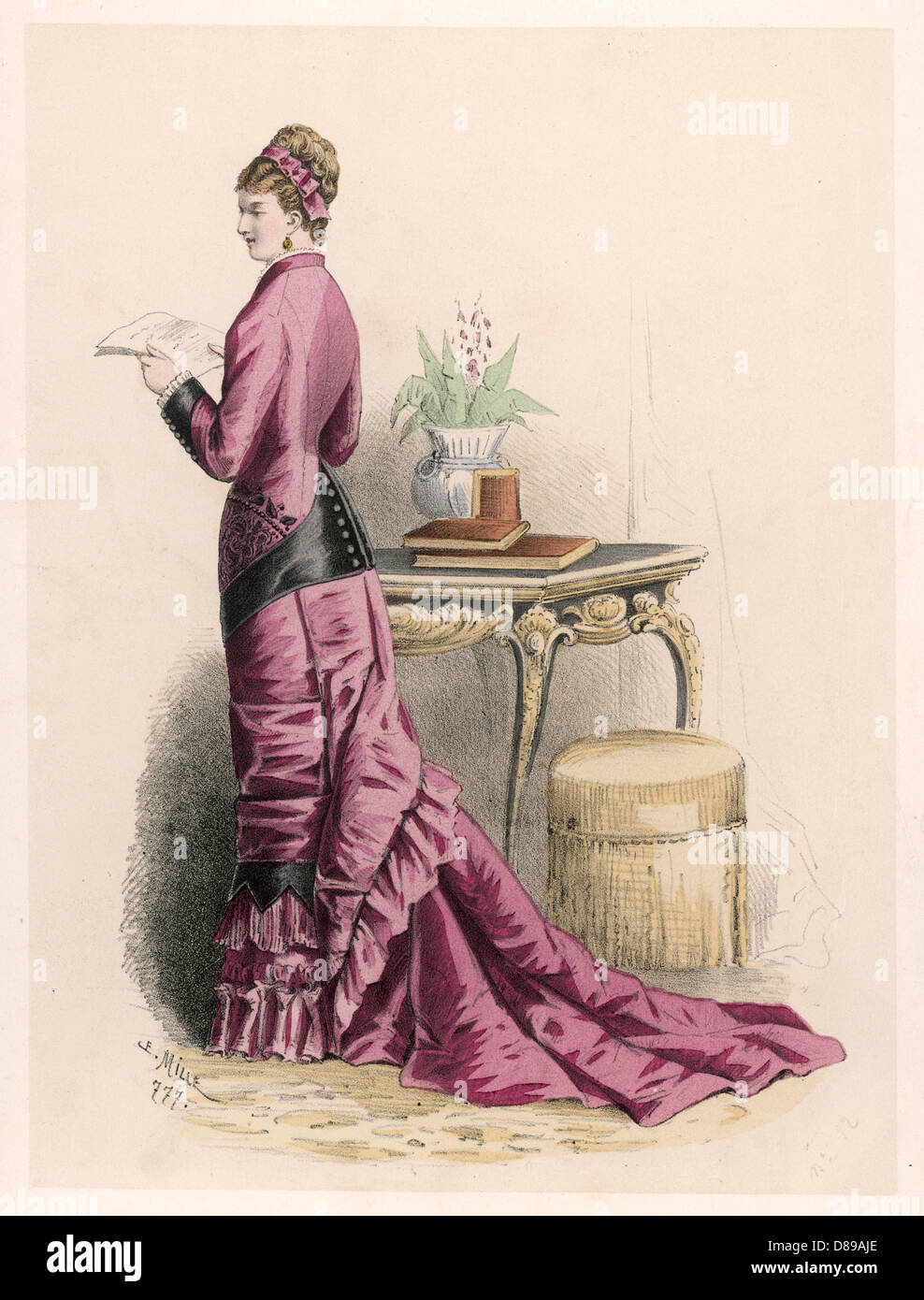 Robe rose - Noir 1878 Banque D'Images