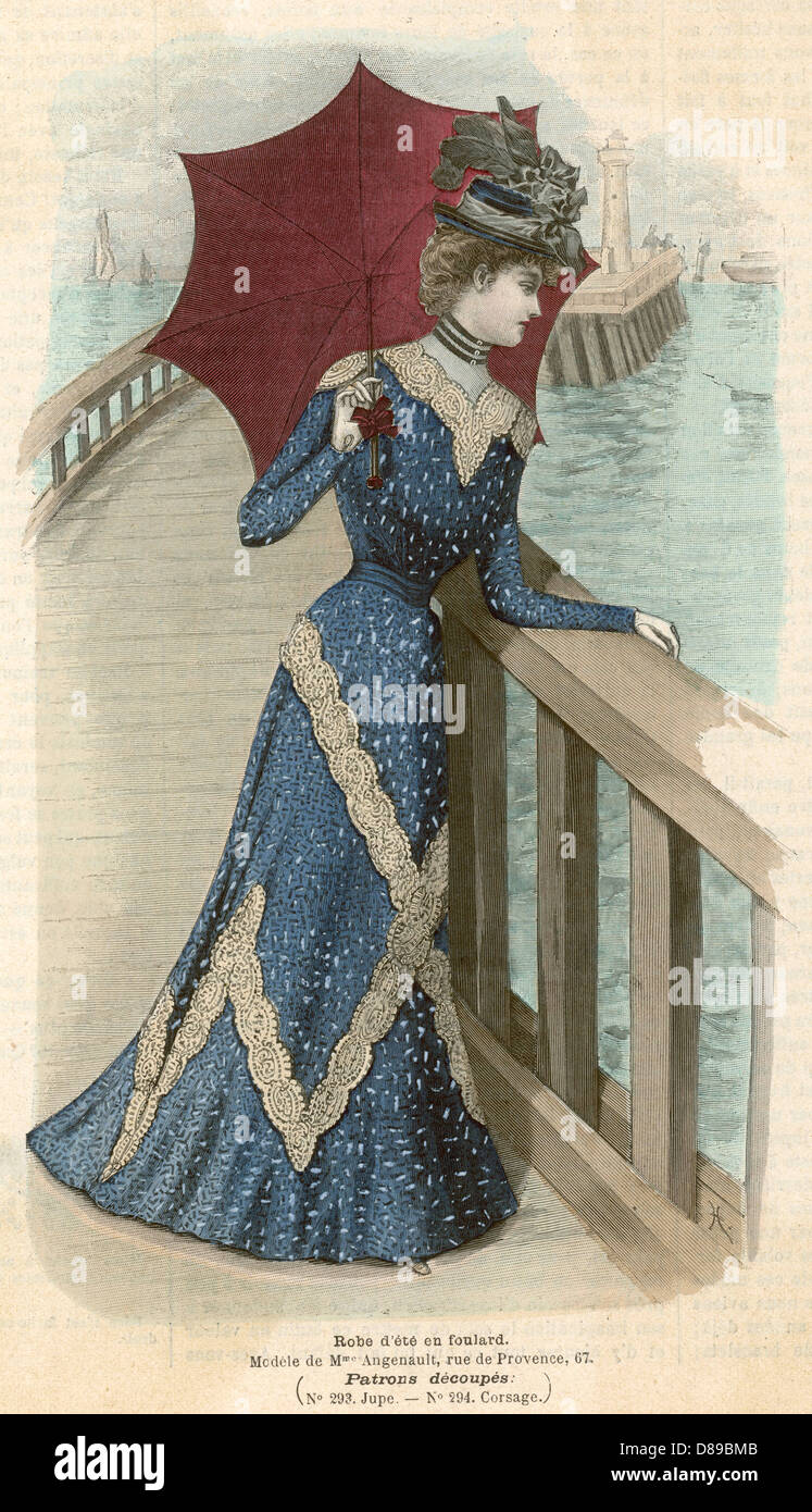 Bleu - Robe en dentelle 1899 Banque D'Images