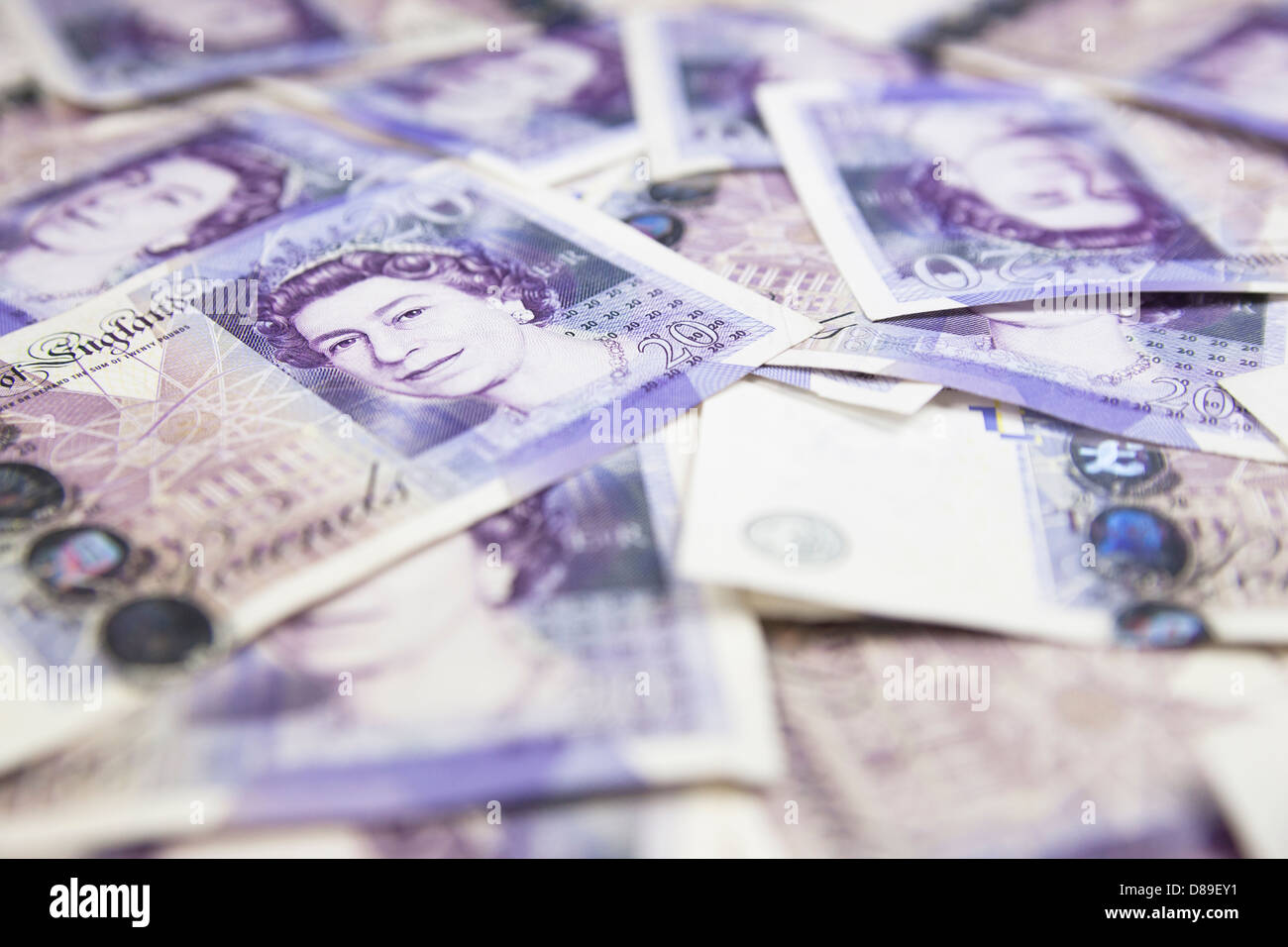 Notes de 20 livres de la banque d'Angleterre. Banque D'Images