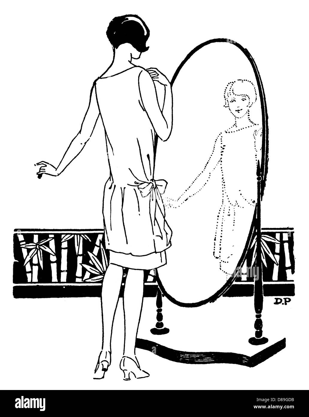 FEMME/MIROIR OVALE 1927 Banque D'Images