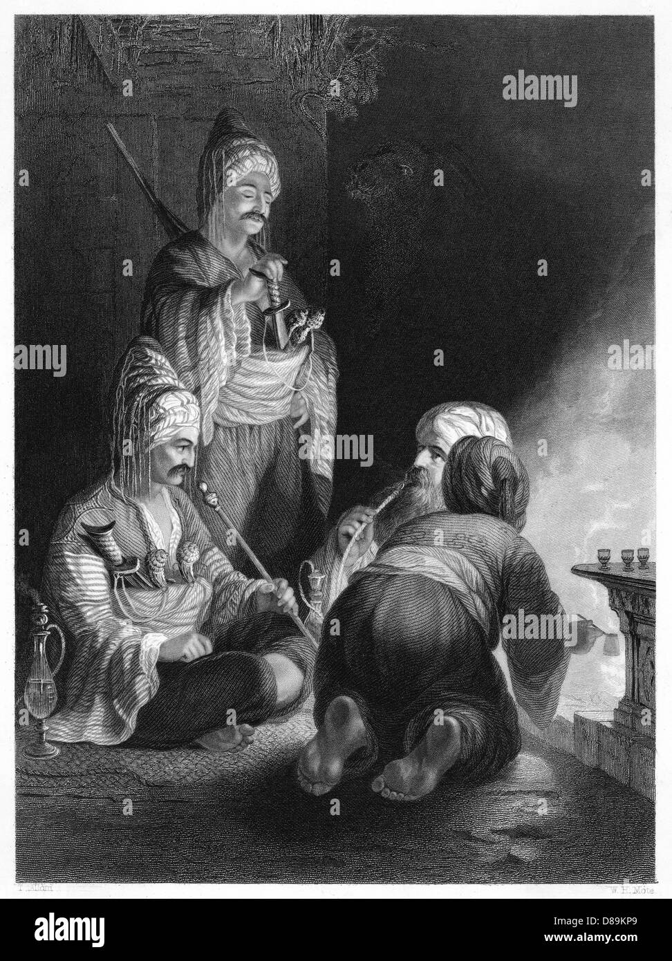 PÈLERINS SE REPOSANT Banque D'Images