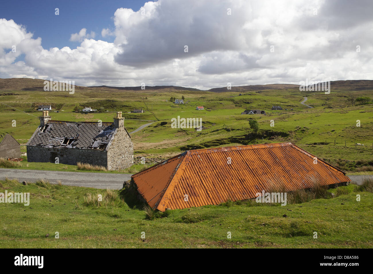 Maison abandonnée à l'Upper Milovaig, Laval, île de Skye, Écosse, Hébrides intérieures. Banque D'Images