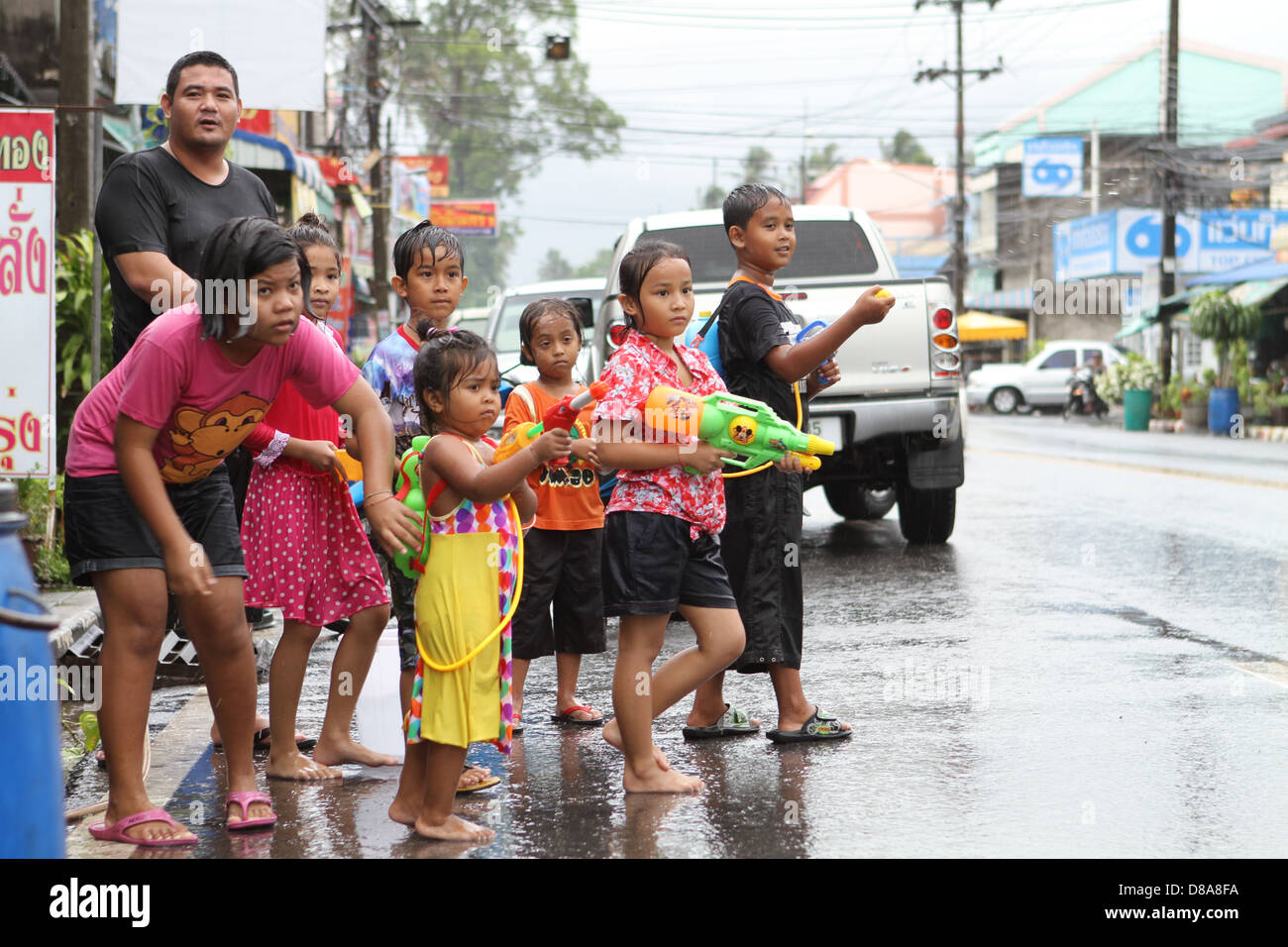Songkran Festival de l'eau en Thaïlande. Une célébration de la nouvelle année en Avril Banque D'Images