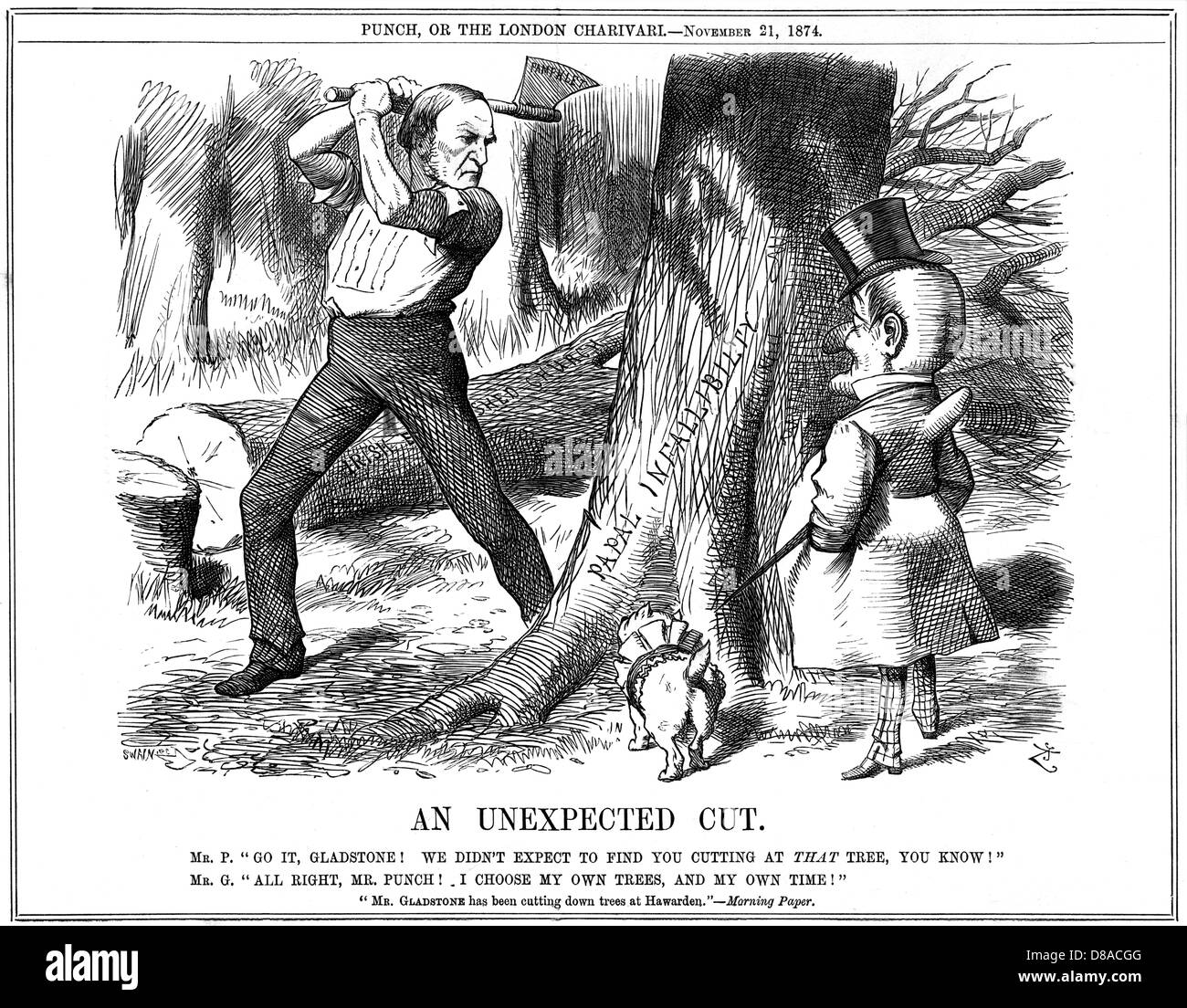 Caricature, une coupe inattendue (Gladstone et Pope) Banque D'Images