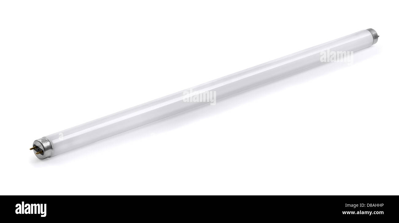 Lampe tube fluorescent isolated on white Banque D'Images