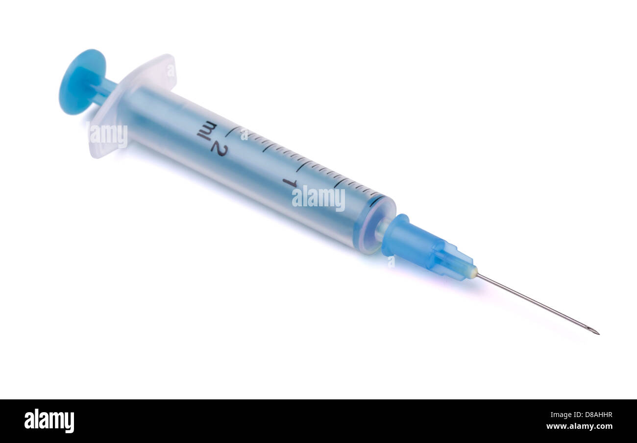 Vide 2 ml seringue en plastique médical isolated on white Banque D'Images
