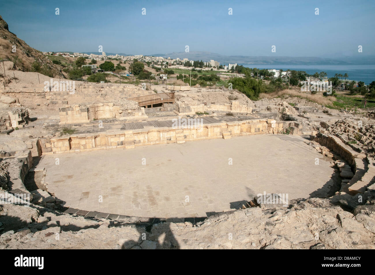 L'excavation des ruines romaines de Tibériade, les ruines sont au sud de Tibériade, Israël d'aujourd'hui. Le Théâtre Romain Banque D'Images