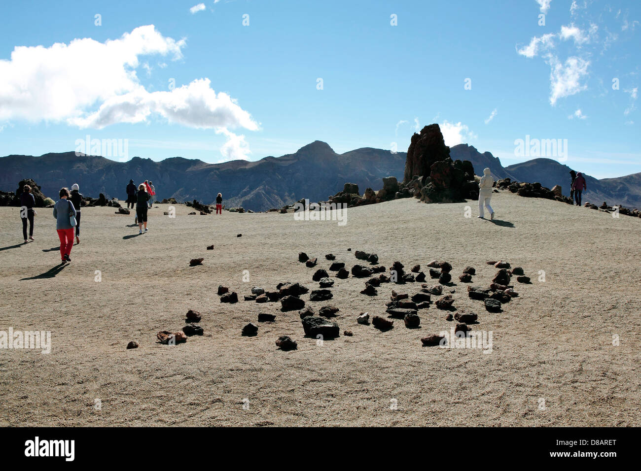 Les touristes au parc volcanique, Tenerife, Canary Island Banque D'Images