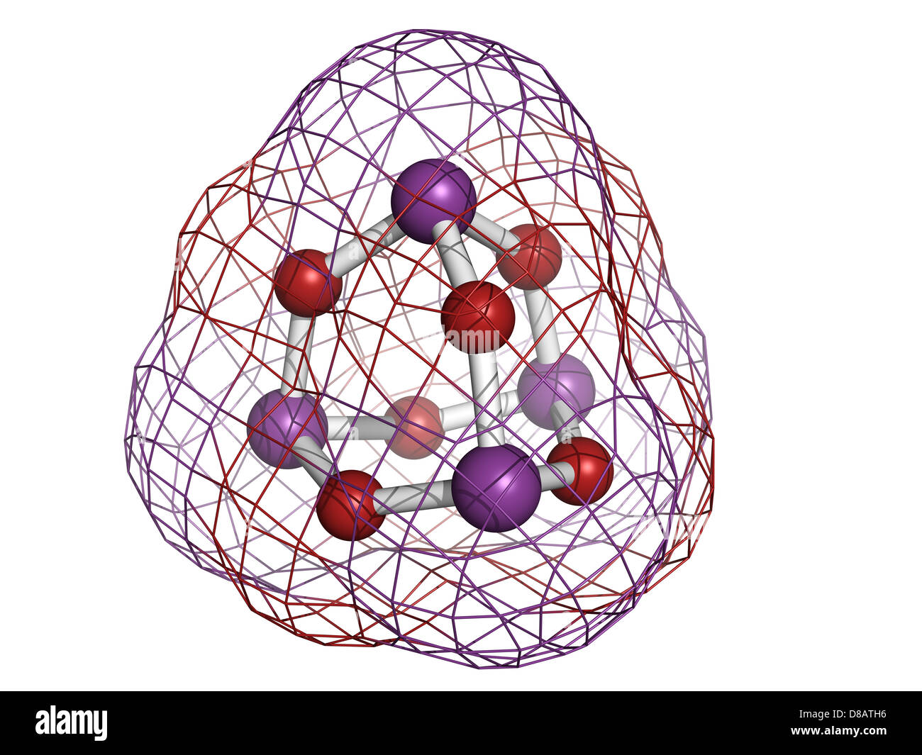 Le trioxyde d'arsenic (As2O3, comme4O6) poison, la structure chimique. Le trioxyde d'arsenic et d'autres formes d'arsenic sont très toxiques. Banque D'Images