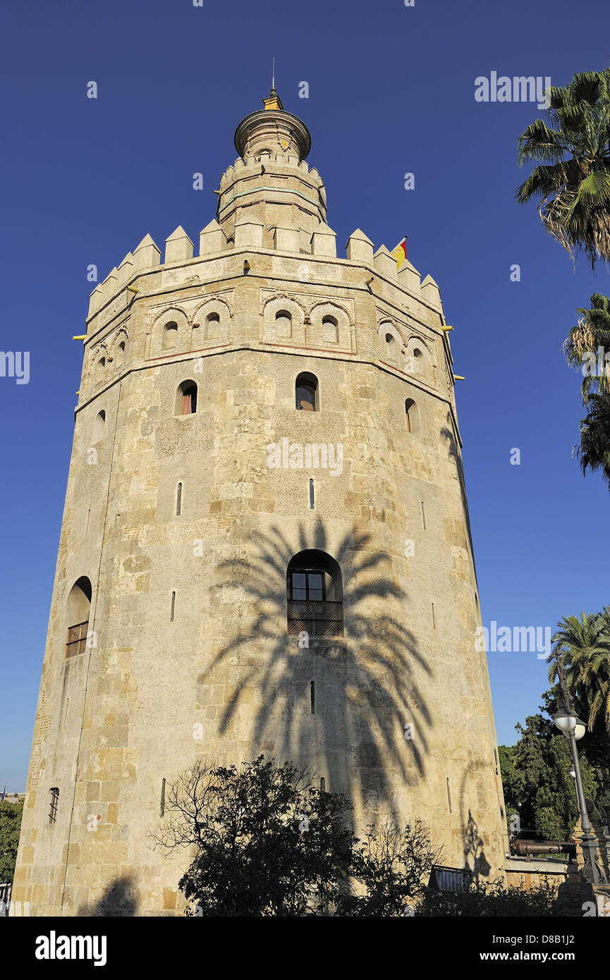 La Torre del Oro (tour d'Or), Séville, Espagne Banque D'Images