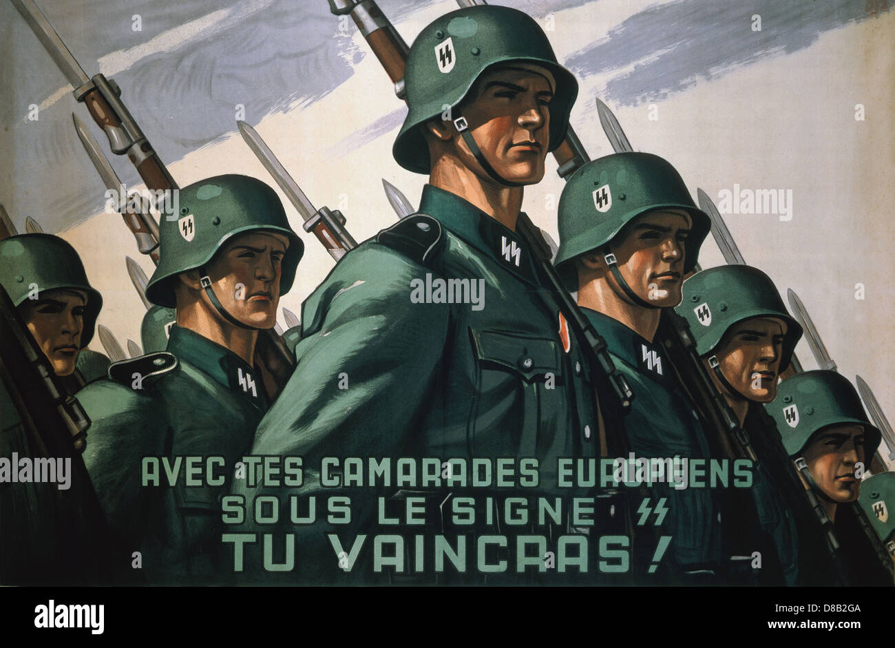 Affiche de propagande nazie en langue française de l'encourageant les Français à s'enrôler dans la SS allemande 1943 Banque D'Images