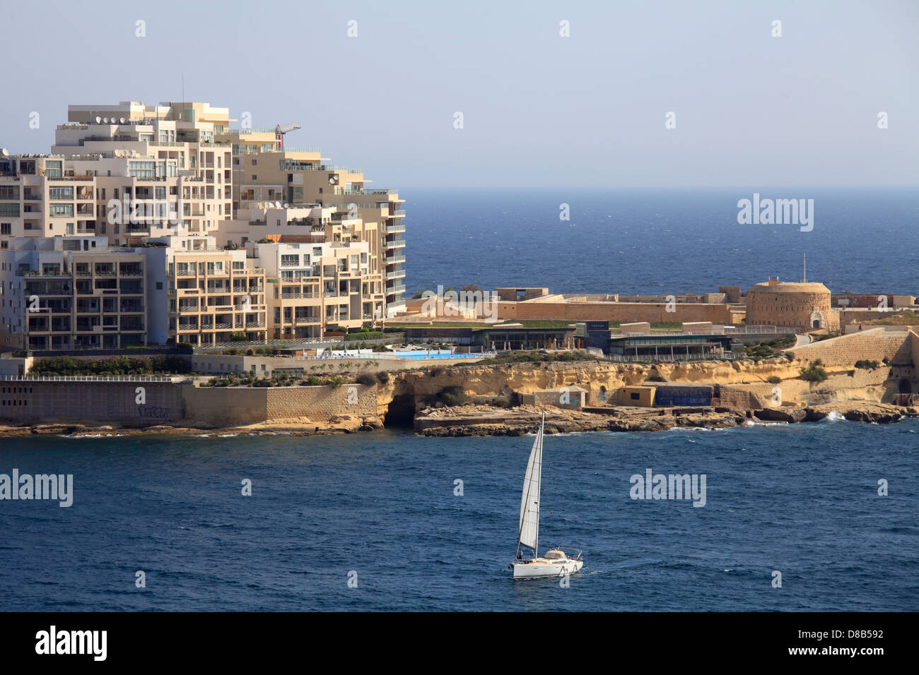 Malte, le port de Marsamxett, Sliema, Tigné Point, Banque D'Images