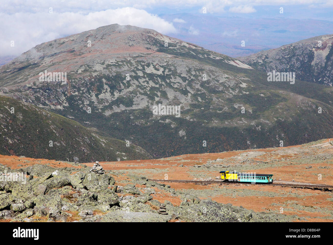 Mount Washington Cog Railroad au pic dans les Montagnes Blanches, Coos Comté, New Hampshire, United States. Banque D'Images