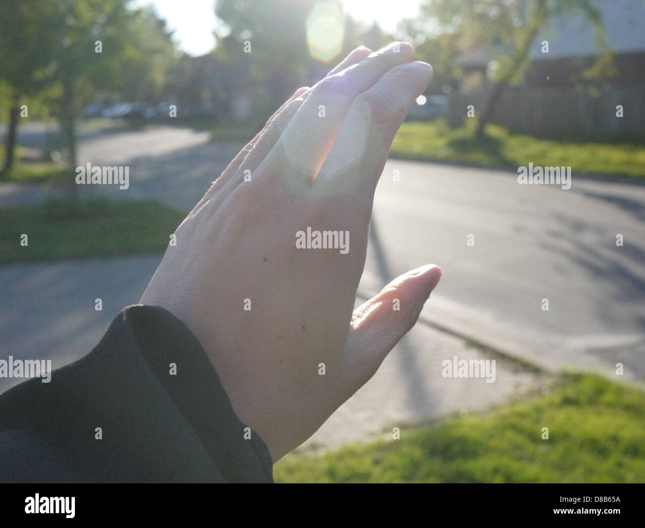 La lumière du soleil en soirée flare Banque D'Images