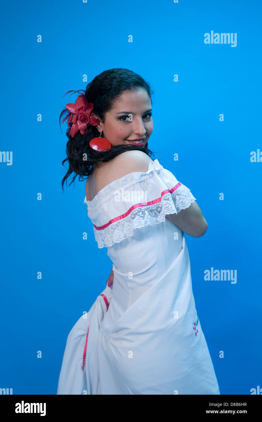 Femme de Zaruma durant la Fête des vendanges Banque D'Images