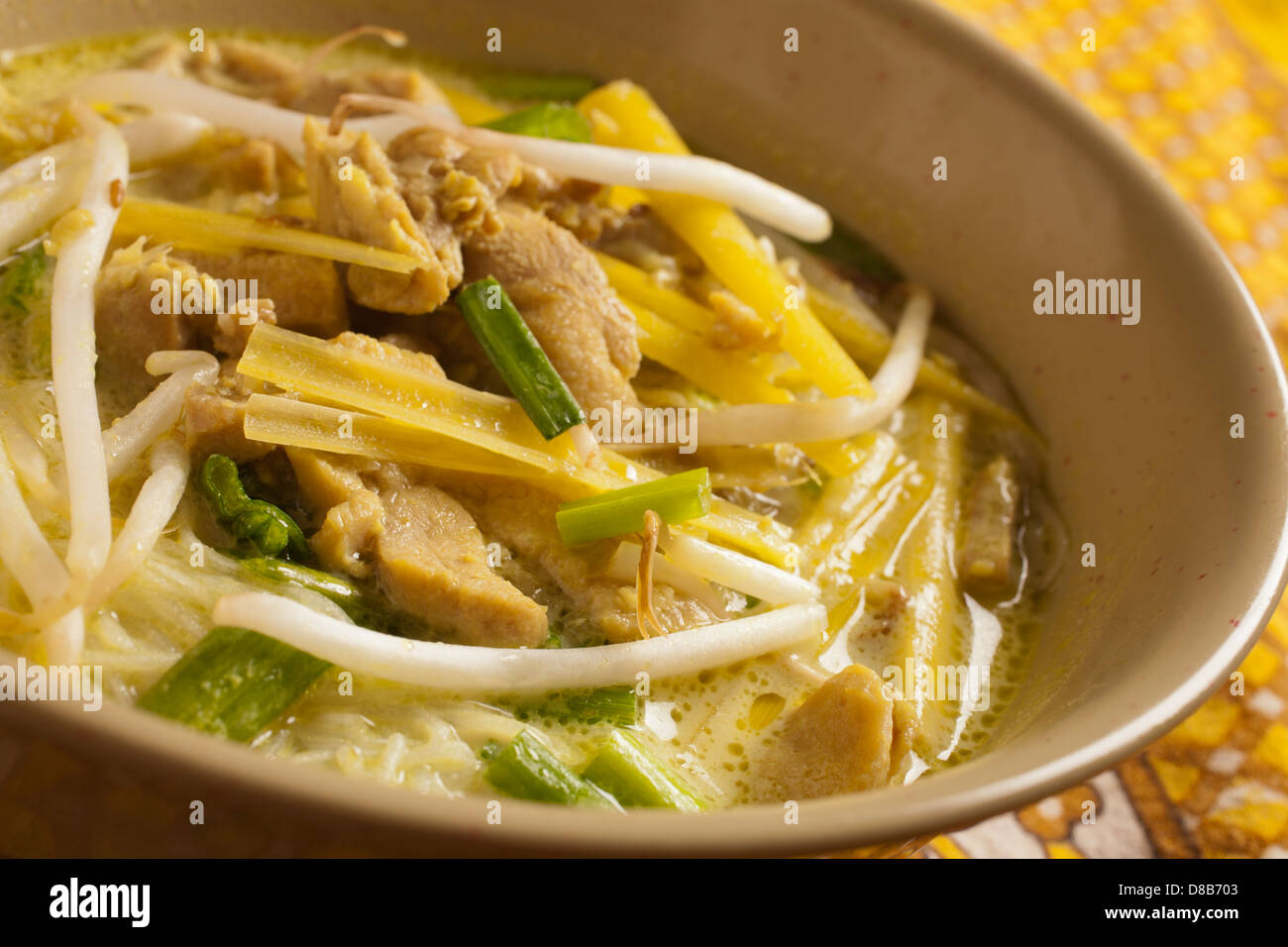 Soto Ayam - soupe de nouilles indonésiennes Banque D'Images