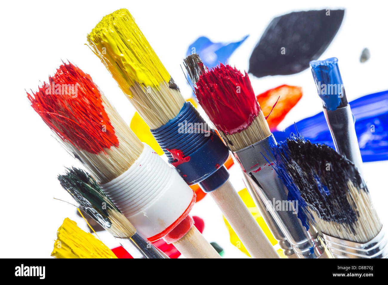 Les couleurs, Pinceaux, peinture. Banque D'Images