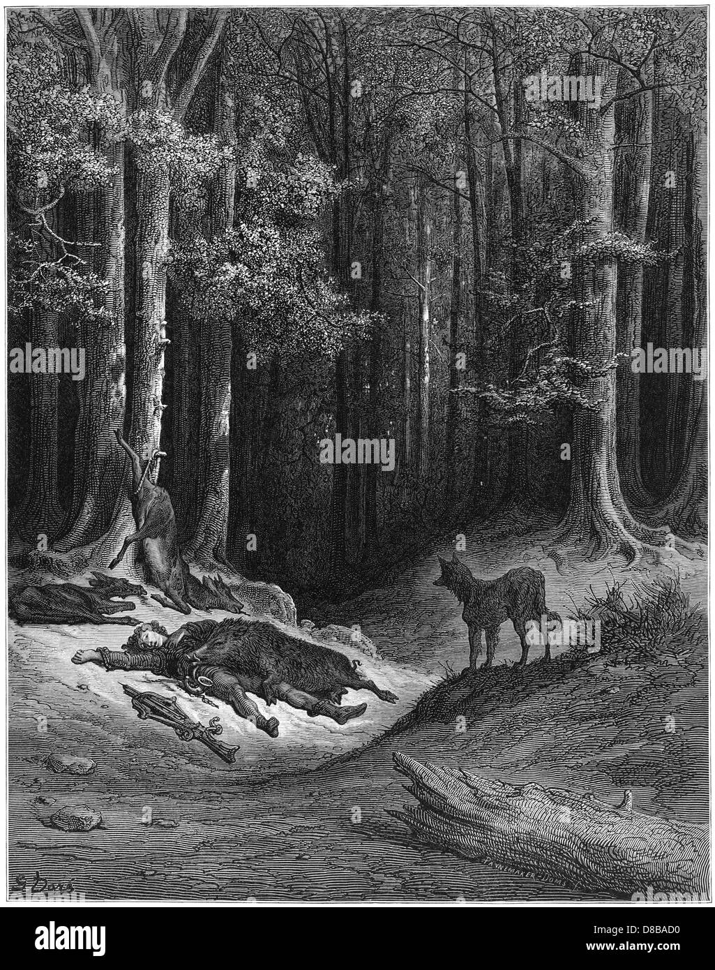 Le Loup et le chasseur Banque D'Images