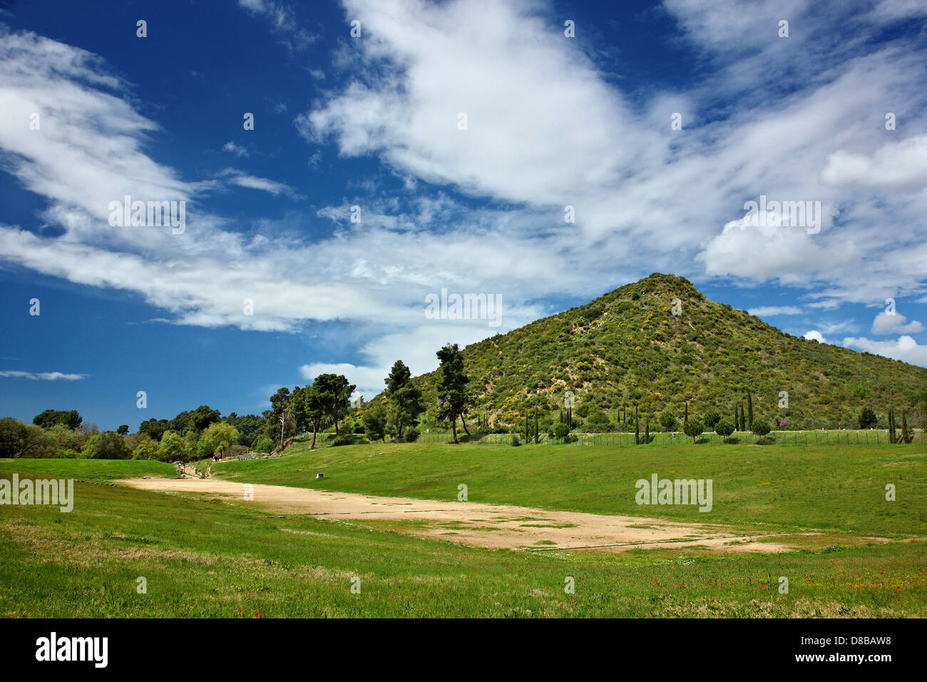 Le stade d'Olympie, berceau des Jeux Olympiques, Ilia, Péloponnèse, Grèce. Banque D'Images