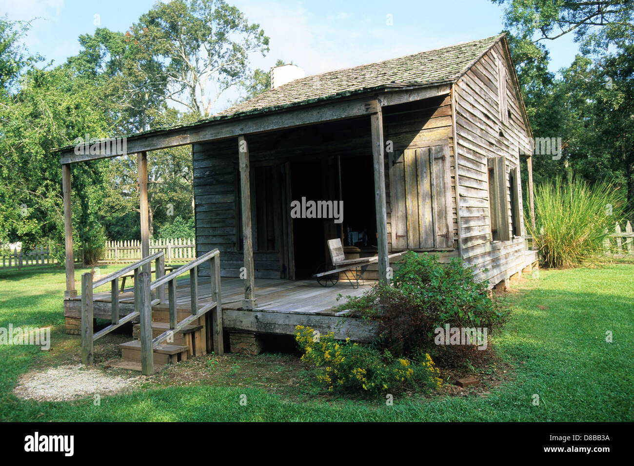 La Louisiane, Elk283-4174 Pays Cajun, St Martinville, Longfellow Evangeline State Historic Site, cabine Acadienne Banque D'Images