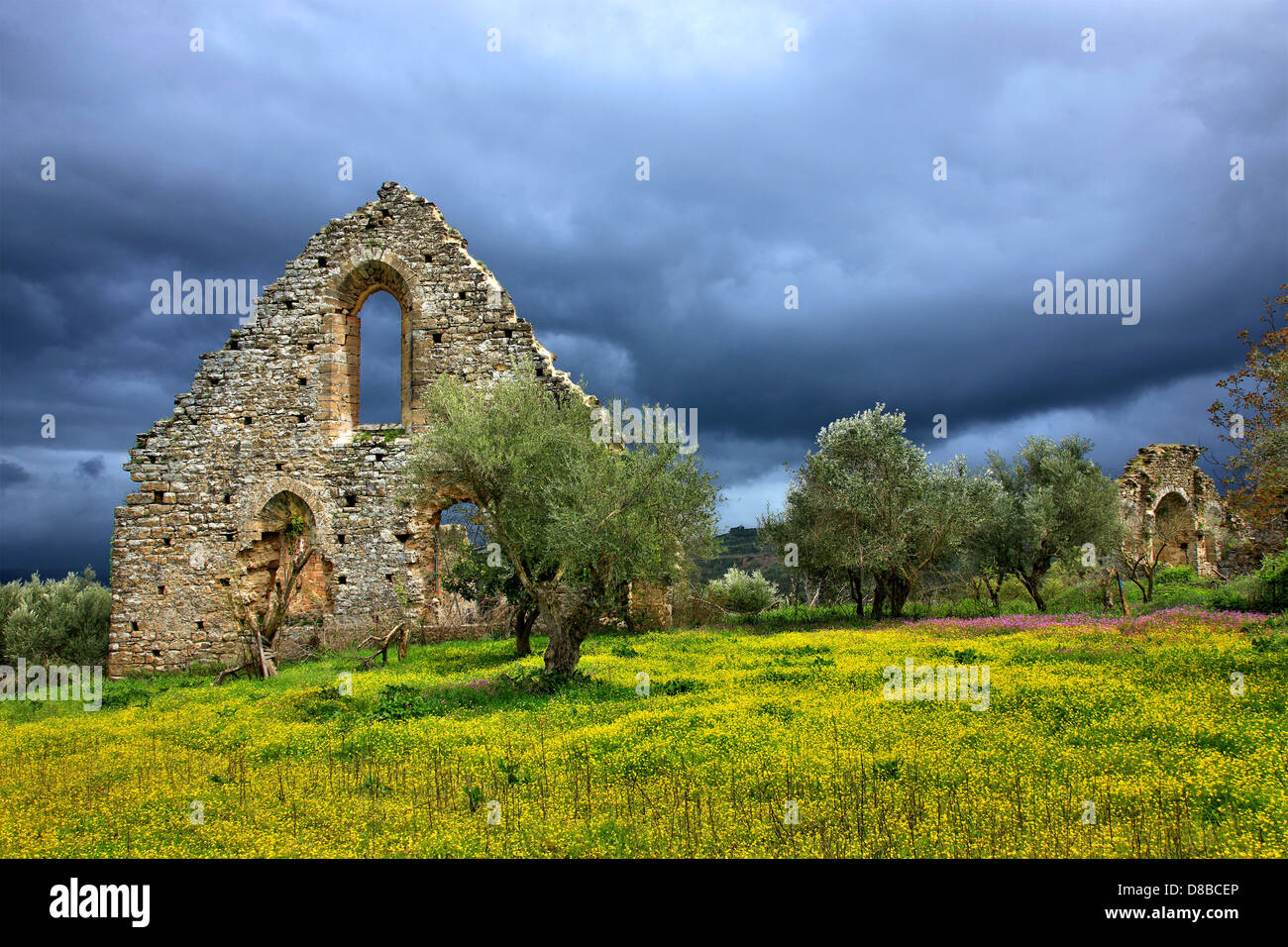 Le monastère de Isova franque, à Trypiti village (Andritsaina-Krestena Municipalité), l'ILEIA, Péloponnèse, Grèce. Banque D'Images