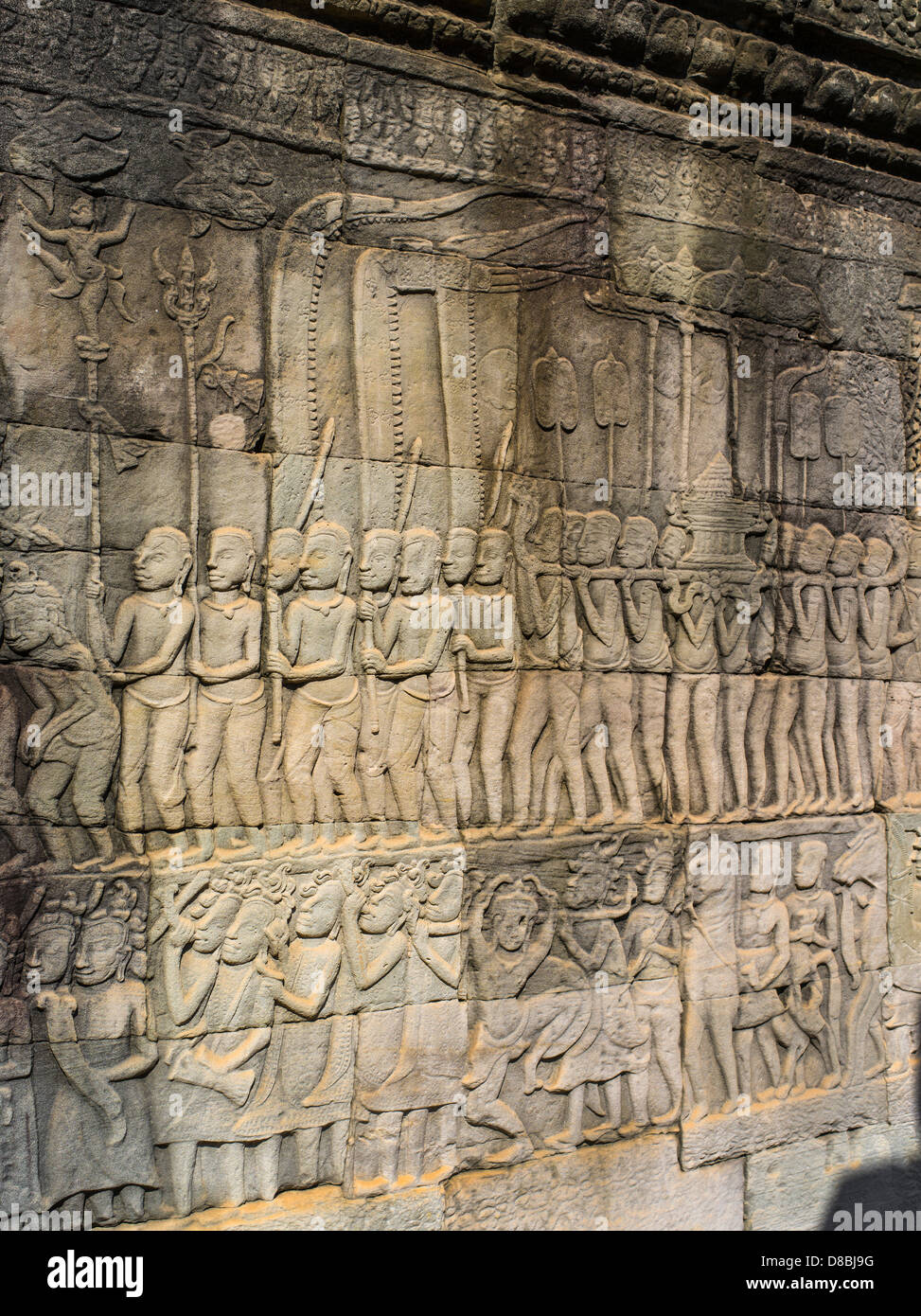 Bas-reliefs. Bayon. Angkor Thom. Parc archéologique d'Angkor. Siem Reap. Cambodge Banque D'Images