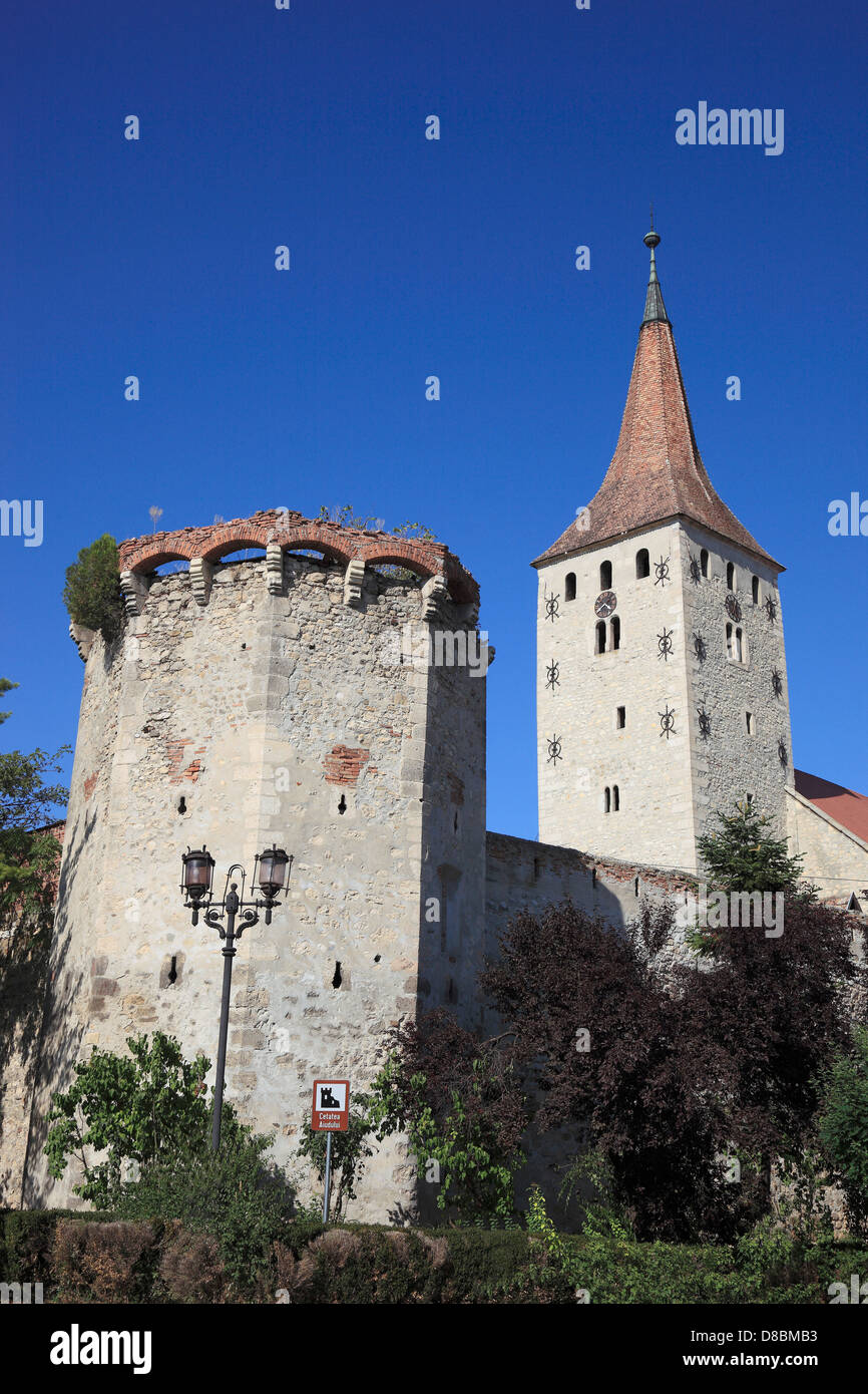 L'église fortifiée Aiud, Allemand Strasbourg Mures, une ville du judeţ de Alba, Transylvanie, Roumanie, Banque D'Images