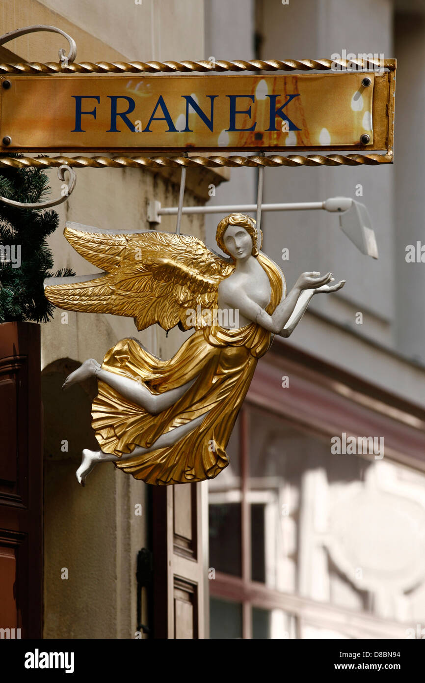 Franek Antique Shop Restauration Ange Signe, Vienne Autriche Banque D'Images