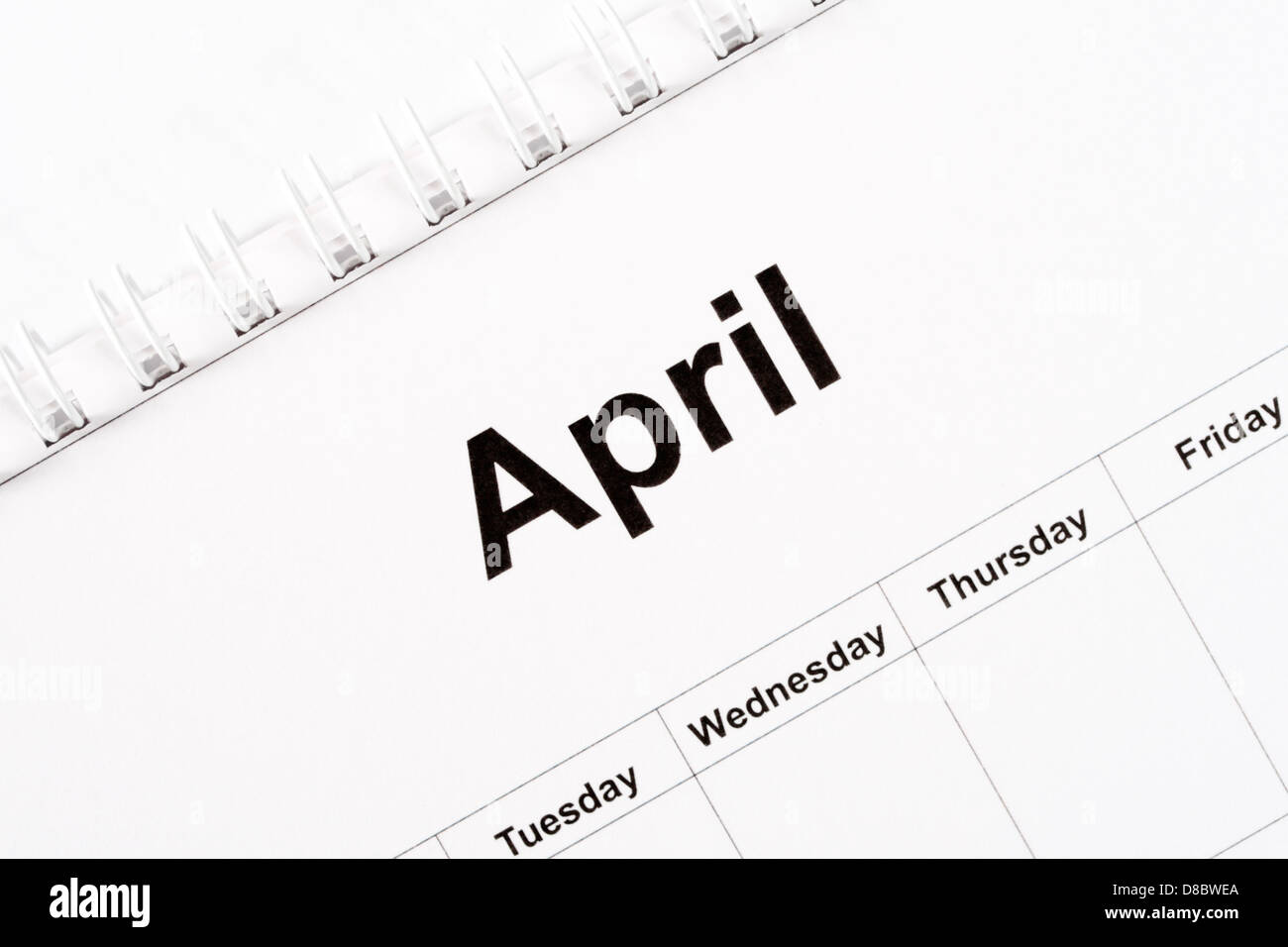 Mois du calendrier d'avril Banque D'Images