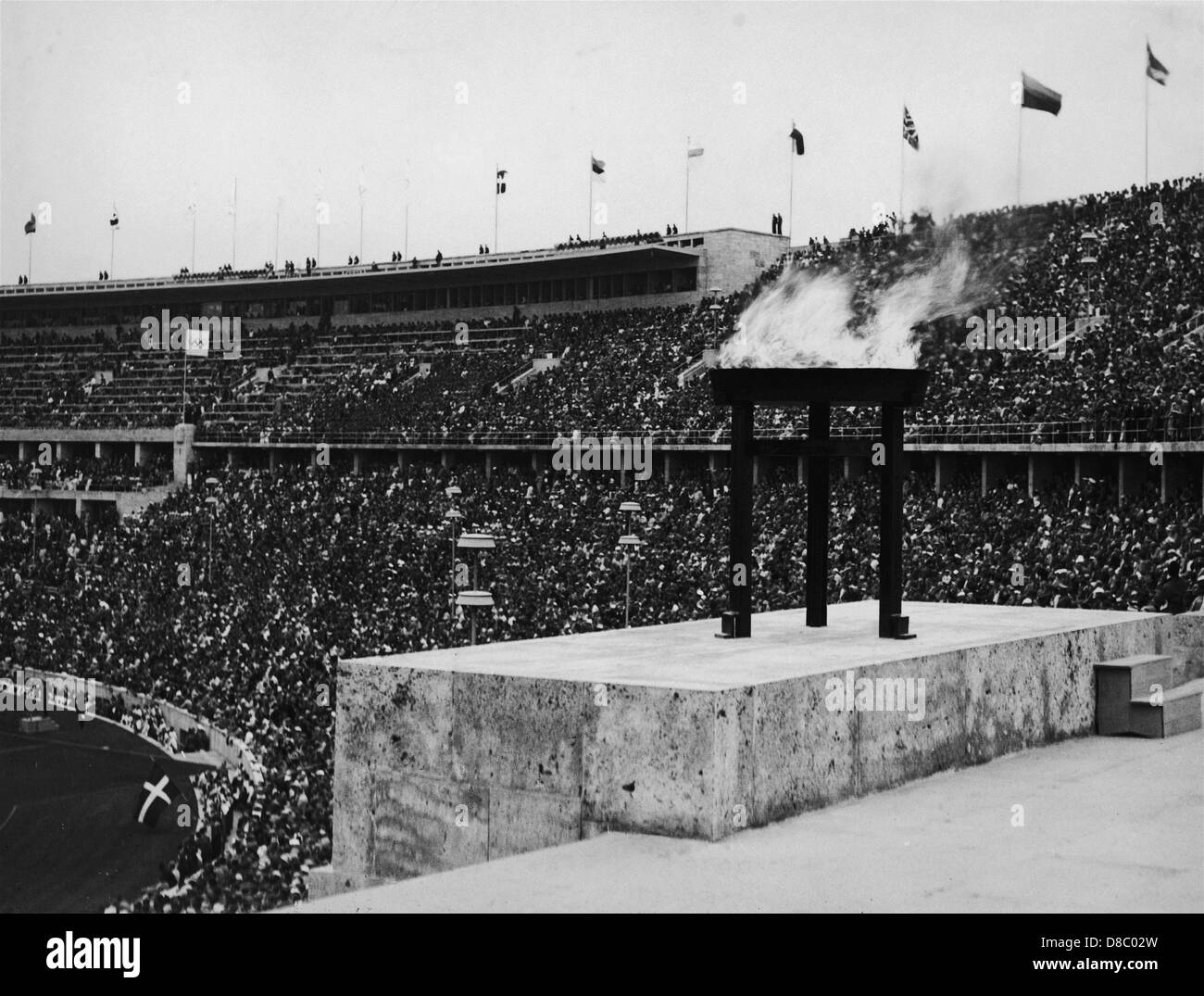 Inauguration des Jeux Olympiques de Berlin 1936 - La flamme olympique Banque D'Images