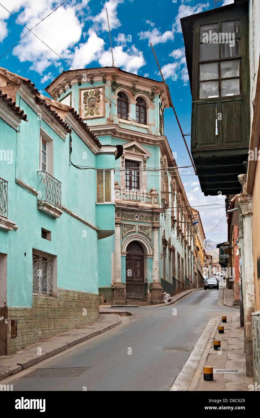 L'architecture coloniale dans les rues de Potosi, Bolivie Banque D'Images