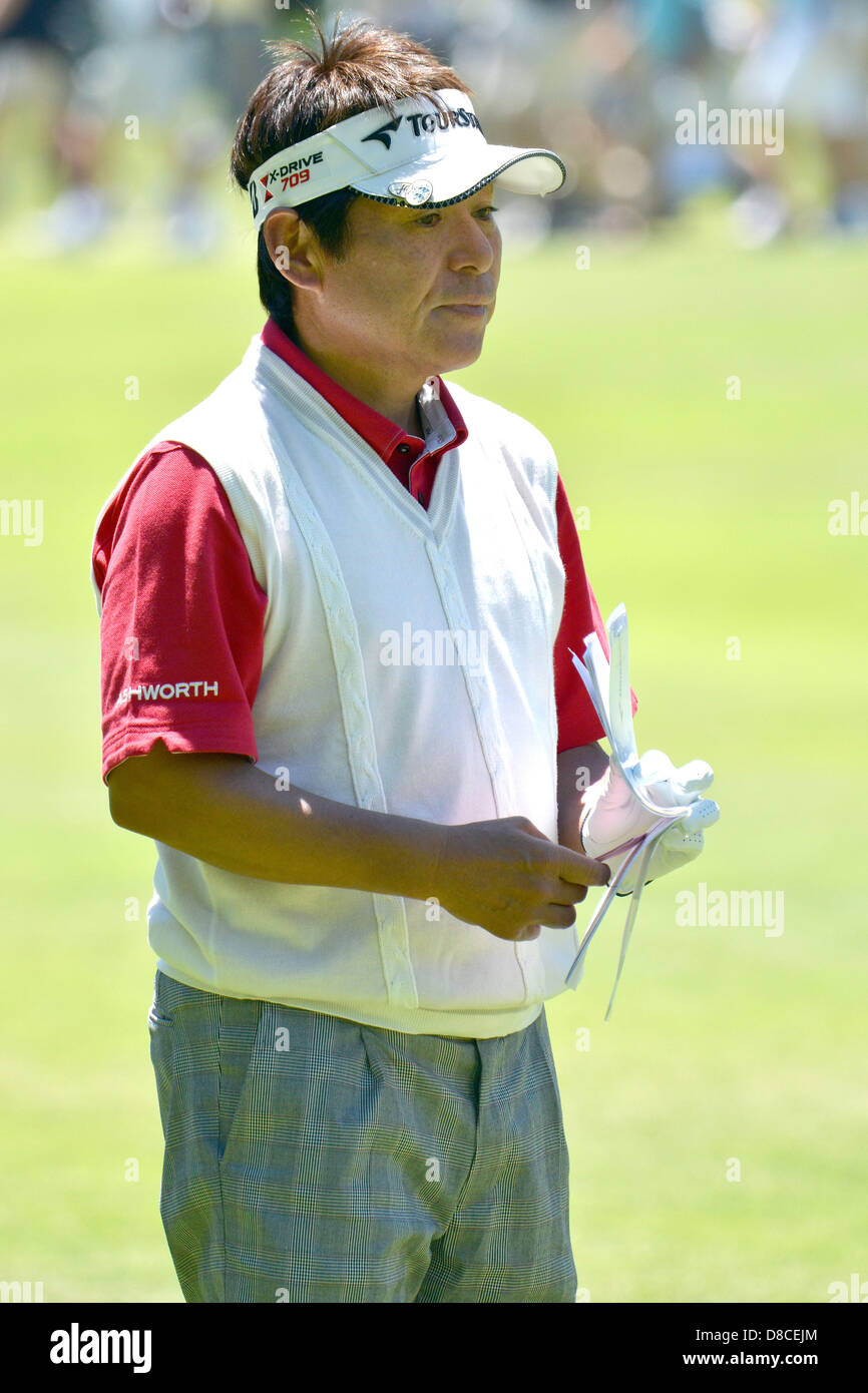 23 mai 2013 - St. Louis, MO, USA - Le 24 mai 2013 : Joe Ozaki comme vu au cours du deuxième tour de la Senior PGA Championship à Bellerive Country Club à St Louis. Banque D'Images