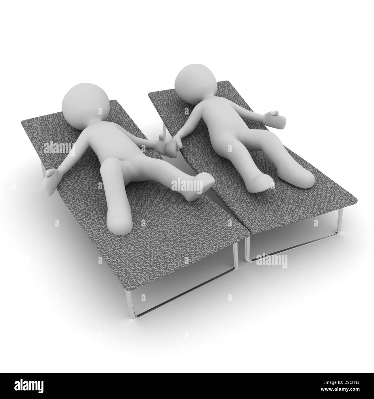 Un couple est en vacances à la plage. Banque D'Images