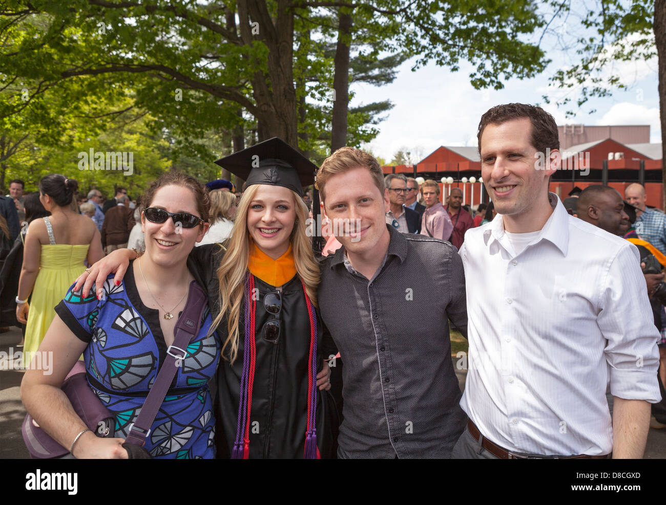 La famille et les amis Inscrivez-vous à la célébration de l'obtention du diplôme à Skidmore College à Saratoga Springs, NEW YORK. Banque D'Images